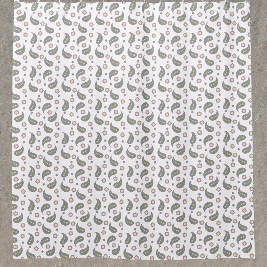 Paisley Flowers Polka Dots Groen Roze Paarse Douchegordijn