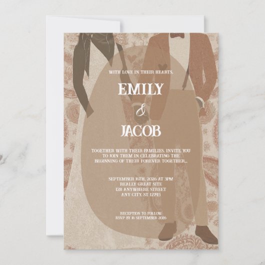  Paisley fluistert van liefde bruiloft Kaart (Voorkant)