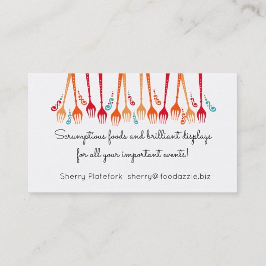 paisley forks party food chef catering culinaire visitekaartje (Achterkant)