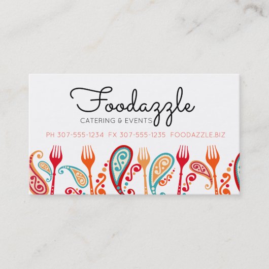 paisley forks party food chef catering culinaire visitekaartje (Voorkant)