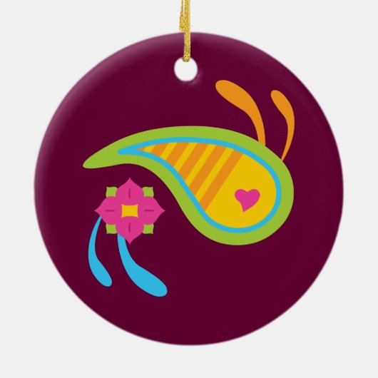 Paisley Fun Keramisch Ornament (Achterkant)
