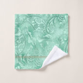 Paisley Garden FloraMonogram Mint Groen/Goud ID750 Bad Handdoek (Wasdoekje)
