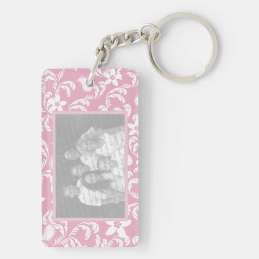 Paisley Garden Roze Foto Lijst Sleutelhanger (achterkant)