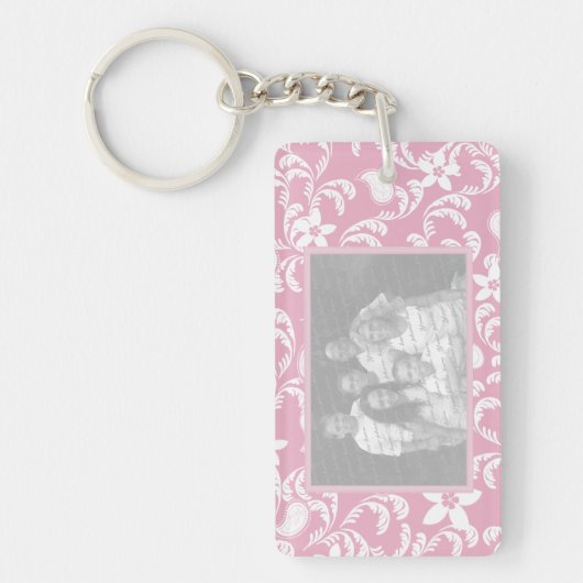 Paisley Garden Roze Foto Lijst Sleutelhanger (Voorkant)