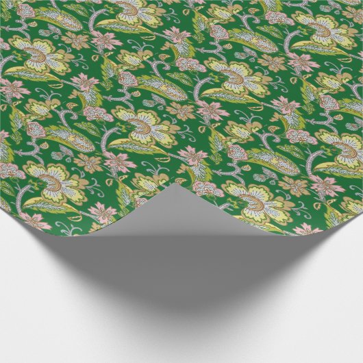 Paisley Garden Stylized Floral Embroidery Cadeaupapier (Hoek)