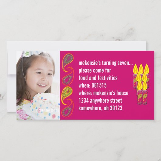 Paisley Geboorte Foto Uitnodiging (Voorkant)