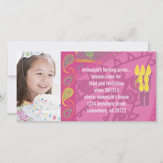 Paisley Geboorte Foto Uitnodiging (Voorkant)