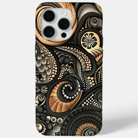Paisley Geïnspireerd Zwart Beige Designer Bescherm Case-Mate iPhone Case (Achterkant)