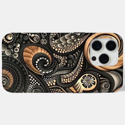 Paisley Geïnspireerd Zwart Beige Designer Bescherm Case-Mate iPhone Case (Achterkant (horizontaal))