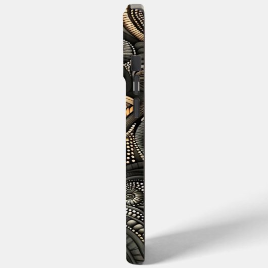 Paisley Geïnspireerd Zwart Beige Designer Bescherm Case-Mate iPhone Case (Achterkant / Links)