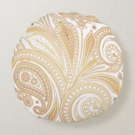 Paisley Gold Flourish Rond Kussen