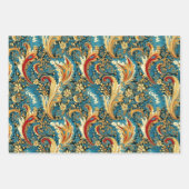 Paisley Golden Flower Abstract Patroon Set 1 Inpakpapier Vel (Voorkant 2)