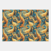 Paisley Golden Flower Abstract Patroon Set 1 Inpakpapier Vel (Voorkant)