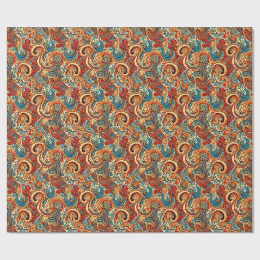 Paisley Golden Flower Abstract Pattern 10 Cadeaupapier (Vlak)