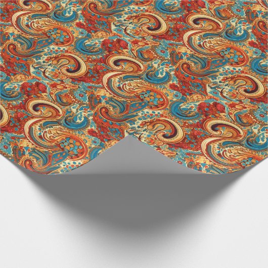 Paisley Golden Flower Abstract Pattern 10 Cadeaupapier (Hoek)