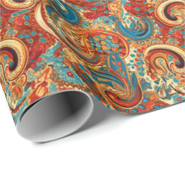 Paisley Golden Flower Abstract Pattern 10 Cadeaupapier