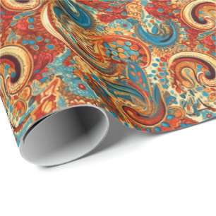 Paisley Golden Flower Abstract Pattern 10 Cadeaupapier