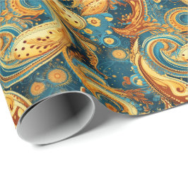 Paisley Golden Flower Abstract Pattern 1 Cadeaupapier
