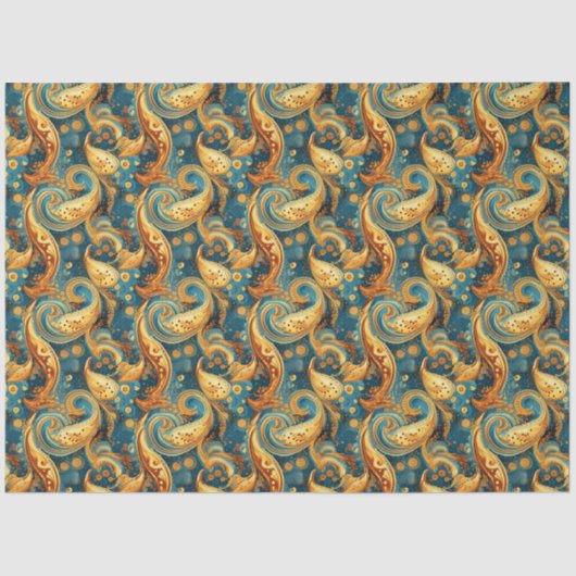 Paisley Golden Flower Abstract Pattern 1 Tissuepapier (Voorkant)