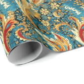 Paisley Golden Flower Abstract Pattern 2 Cadeaupapier (Rol Hoek)