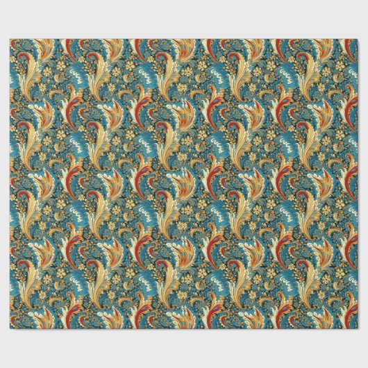 Paisley Golden Flower Abstract Pattern 2 Cadeaupapier (Zoom)