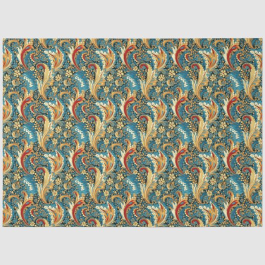 Paisley Golden Flower Abstract Pattern 2 Tissuepapier (Voorkant)