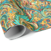 Paisley Golden Flower Abstract Pattern 3 Cadeaupapier (Rol Hoek)