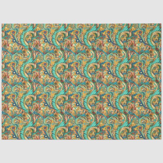 Paisley Golden Flower Abstract Pattern 3 Tissuepapier (Voorkant)