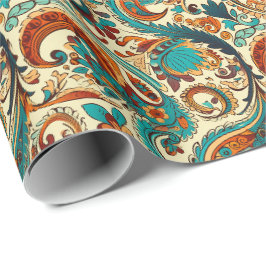 Paisley Golden Flower Abstract Pattern 5 Cadeaupapier