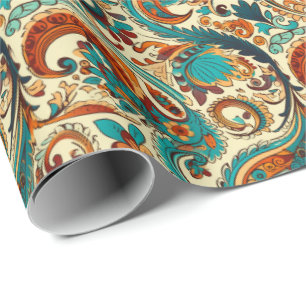 Paisley Golden Flower Abstract Pattern 5 Cadeaupapier