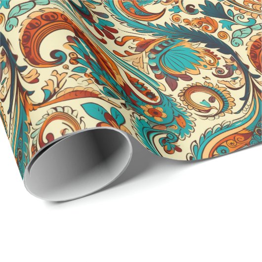 Paisley Golden Flower Abstract Pattern 5 Cadeaupapier (Rol Hoek)
