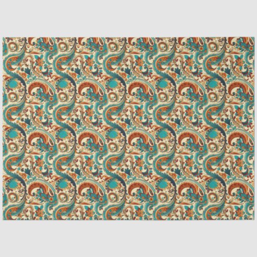 Paisley Golden Flower Abstract Pattern 5 Tissuepapier (Voorkant)
