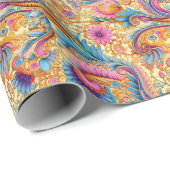 Paisley Golden Flower Abstract Pattern 6 Cadeaupapier (Rol Hoek)