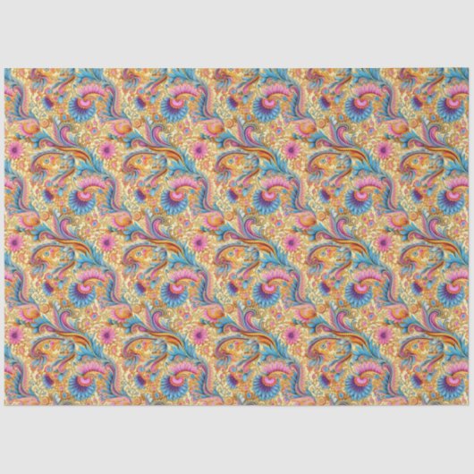 Paisley Golden Flower Abstract Pattern 6 Tissuepapier (Voorkant)