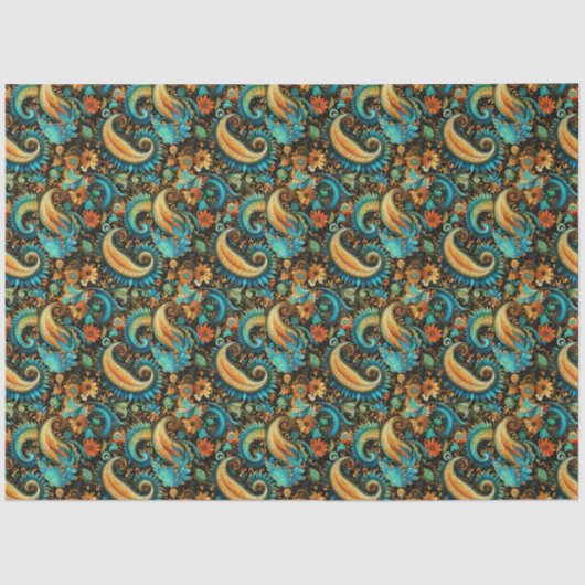 Paisley Golden Flower Abstract Pattern 7 Tissuepapier (Voorkant)