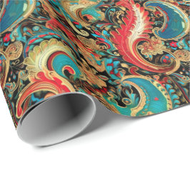 Paisley Golden Flower Abstract Pattern 8 Cadeaupapier