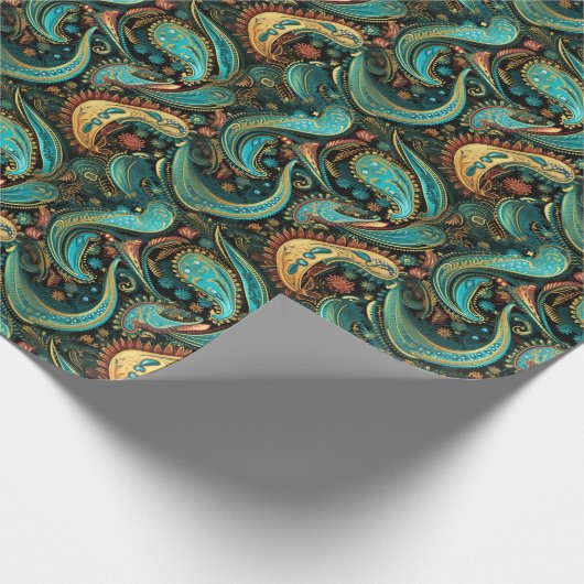 Paisley Golden Flower Abstract Pattern 9 Cadeaupapier (Hoek)