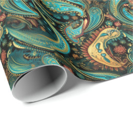 Paisley Golden Flower Abstract Pattern 9 Cadeaupapier