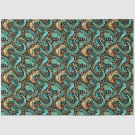 Paisley Golden Flower Abstract Pattern 9 Tissuepapier (Voorkant)