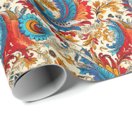 Paisley Gouden Bloem Abstract Patroon 4 Cadeaupapier
