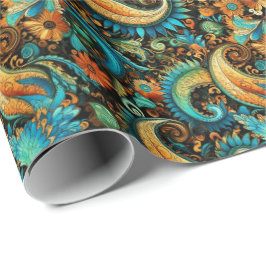 Paisley Gouden Bloem Abstract Patroon 7 Cadeaupapier