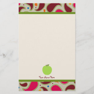 Paisley & Green Apple Personalized Teacher Briefpapier