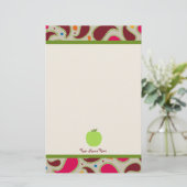 Paisley & Green Apple Personalized Teacher Briefpapier (Staand voorkant)