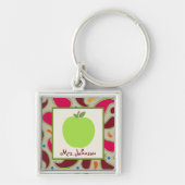 Paisley & Green Apple Personalized Teacher Sleutelhanger (Voorkant)