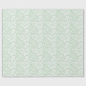 Paisley Green over whitepapier Cadeaupapier (Vlak)