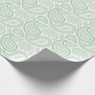 Paisley Green over whitepapier Cadeaupapier