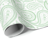 Paisley Green over whitepapier Cadeaupapier (Rol Hoek)
