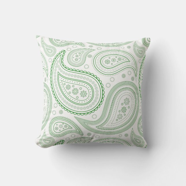 Paisley groen op witte kussensloop kussen (Voorkant)