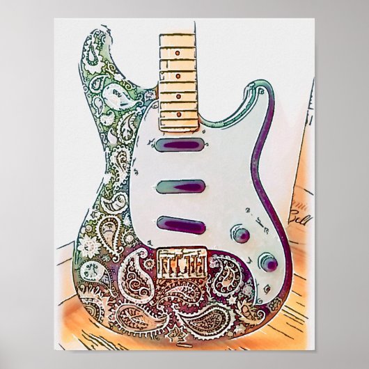 Paisley Guitar Print (Voorkant)