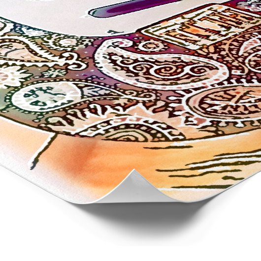 Paisley Guitar Print (Hoek)